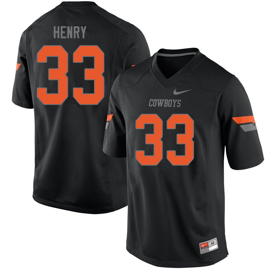 Men #33 Kevin Henry Oklahoma State Cowboys College Football Jerseys Sale-Black - Click Image to Close